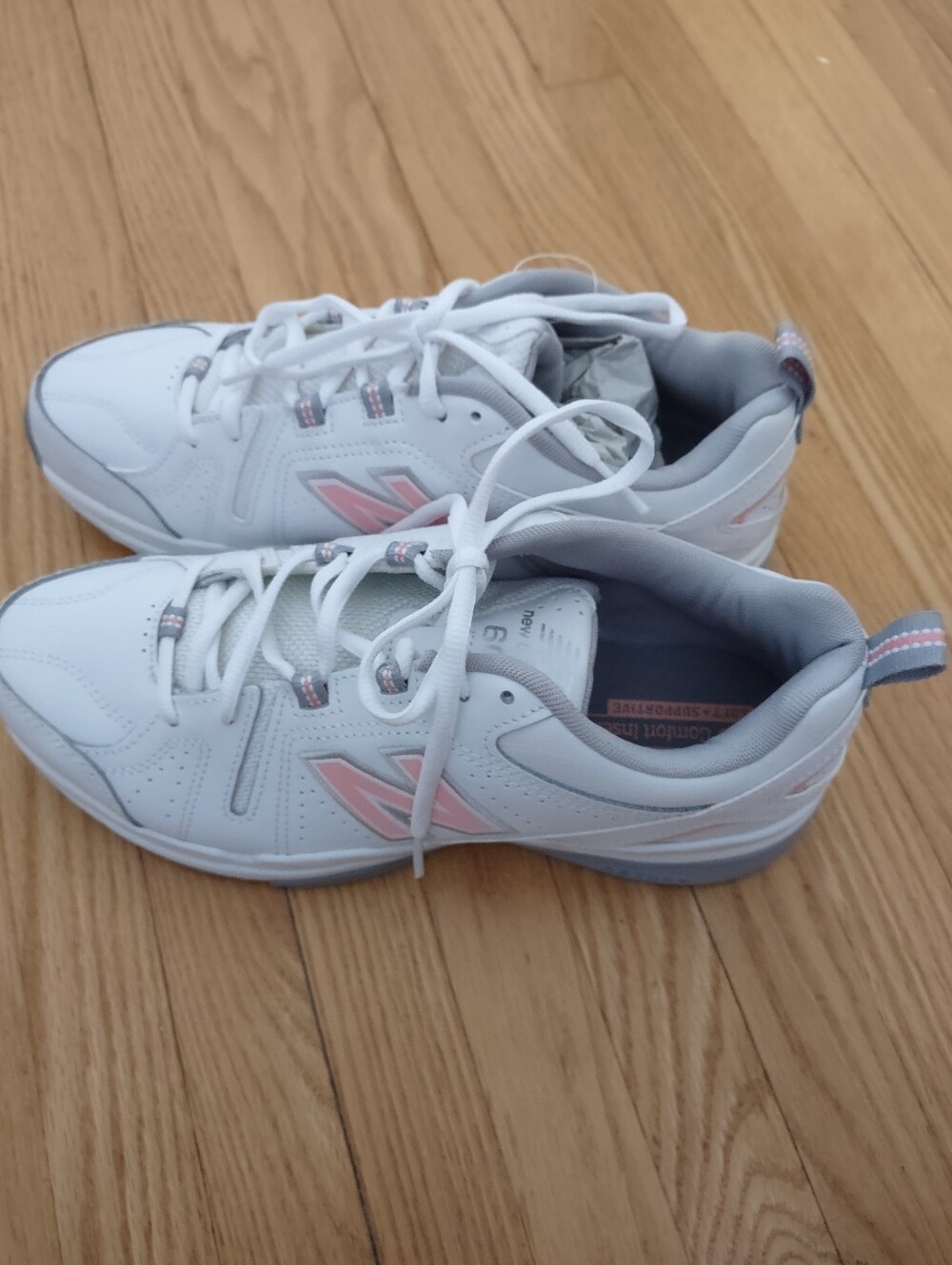 New Balance 608 V5 White/Pink Walking Shoes Women's Size 10 Wide Comfort Support
